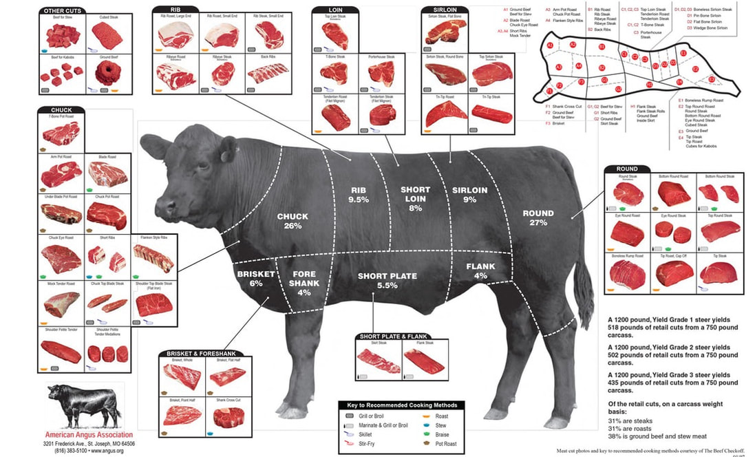 Wagyu beef grading chart comparing marbling levels and USDA grades